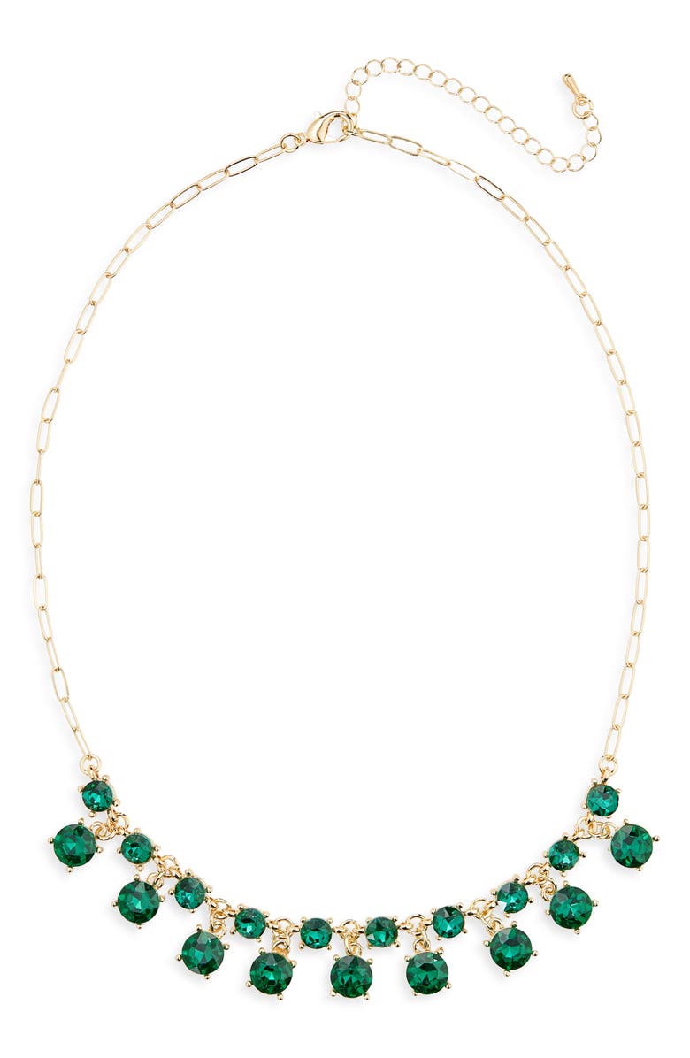 Cara Crystal Stone Necklace, Main, color, Gold/ Green