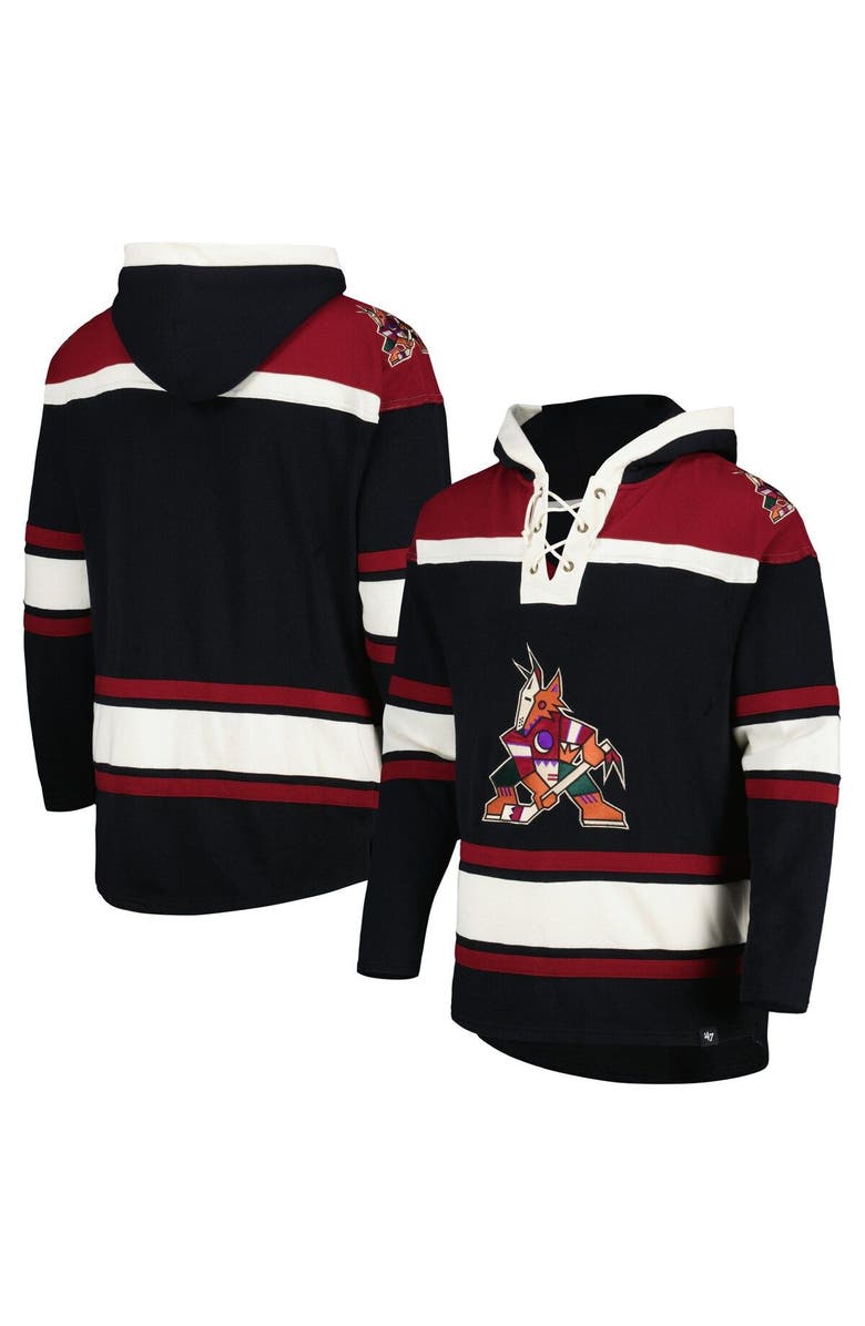 '47 Men's '47 Black Arizona Coyotes Superior Lacer Pullover Hoodie, Main, color, 