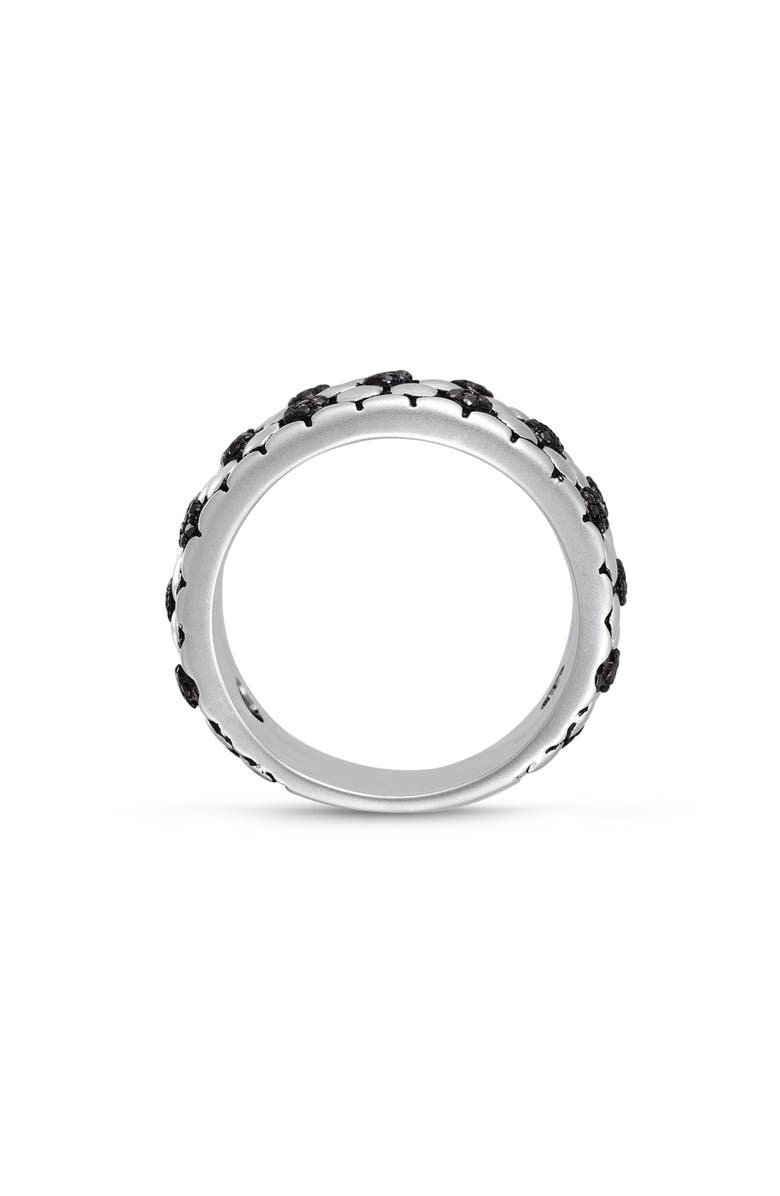 LuvMyJewelry Soccer Football Silver & Black Diamond Band Men Ring, Alternate, color, Silver