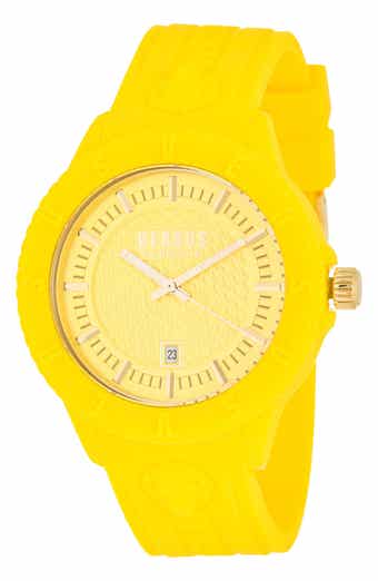 VERSUS Versace Men's Tokyo Yellow Dial Silicone Strap Sport Watch, 42mm