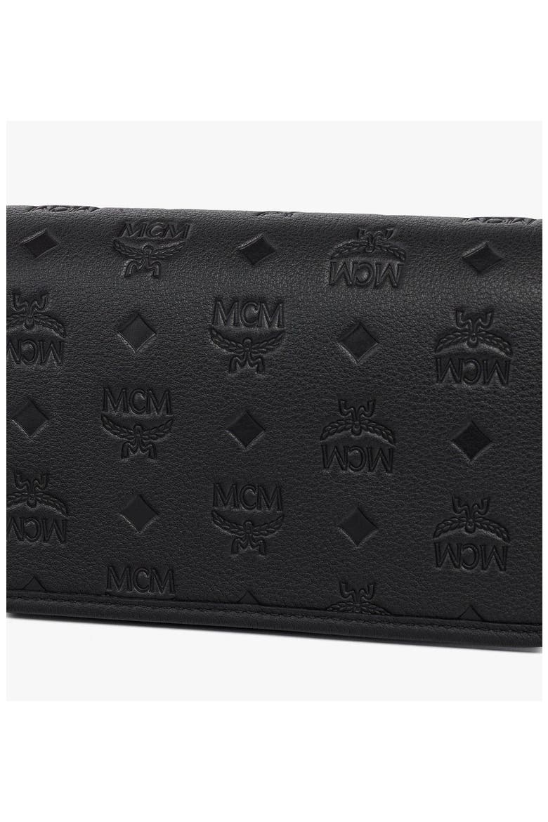 Aren Crossbody Wallet in Embossed Monogram Leather, Alternate, color, Black