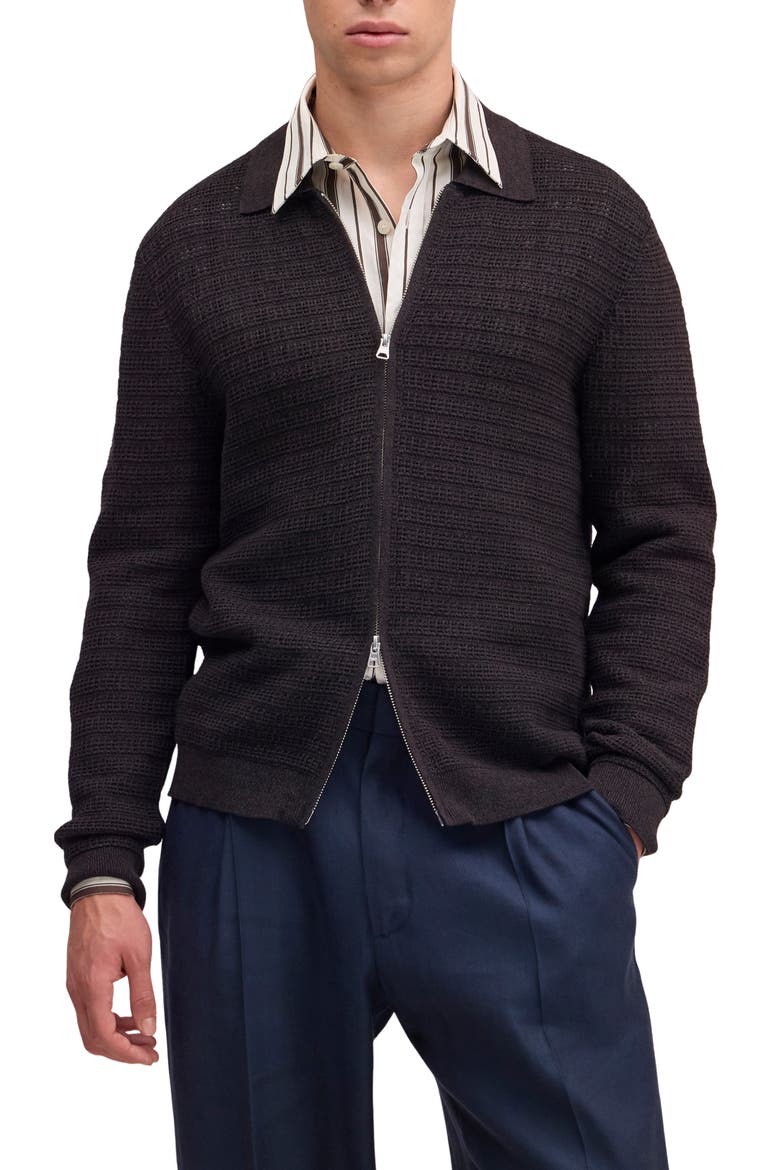 Gustav 60016 Zip Cardigan, Main, color, DEEP TRUFFLE