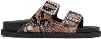 1774 BIRKENSTOCK Arizona Snakeskin Embossed Leather Buckle Slide