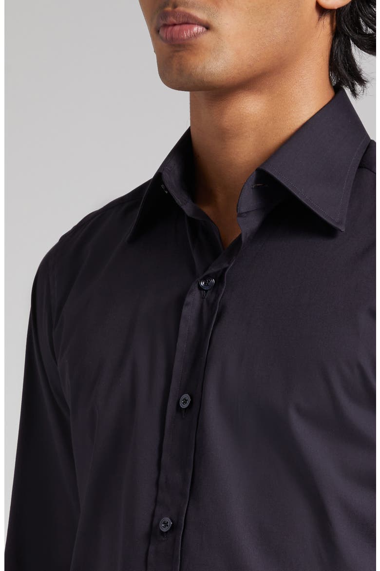 Slim Fit Cotton Poplin Button-Up Shirt, Alternate, color, BLACK