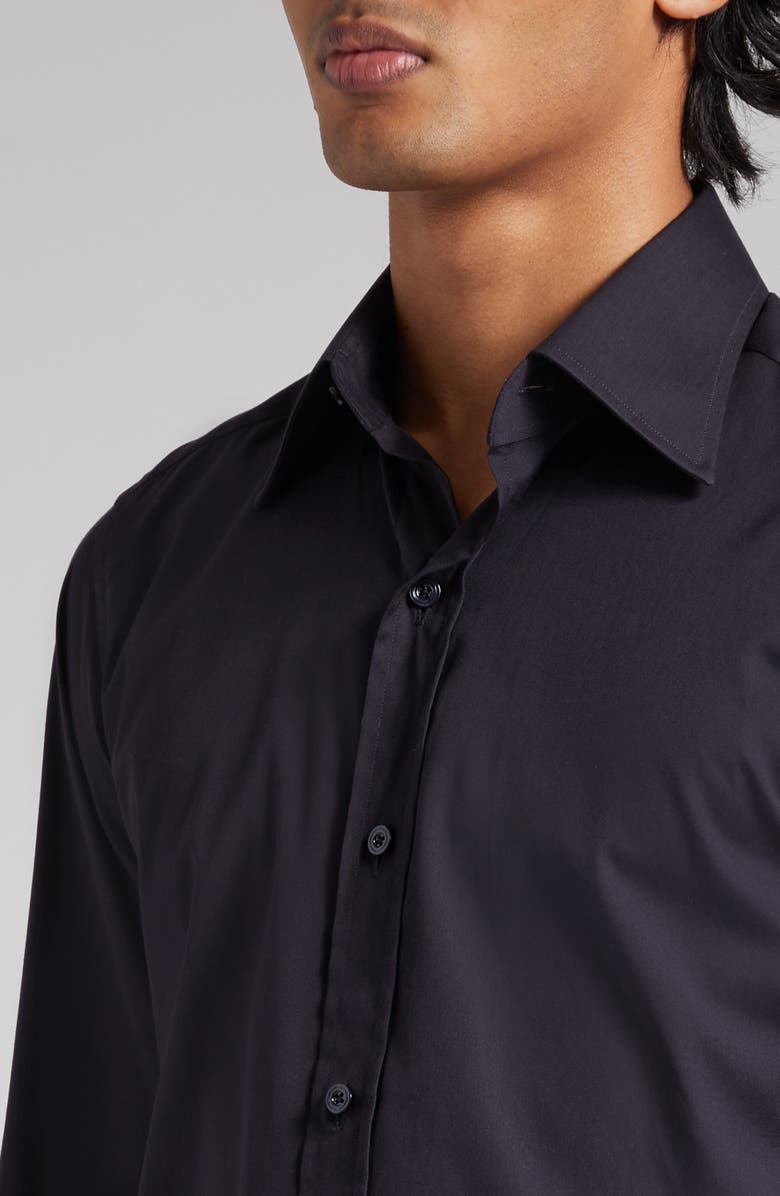 TOM FORD Slim Fit Cotton Poplin Button-Up Shirt, Alternate, color, Black