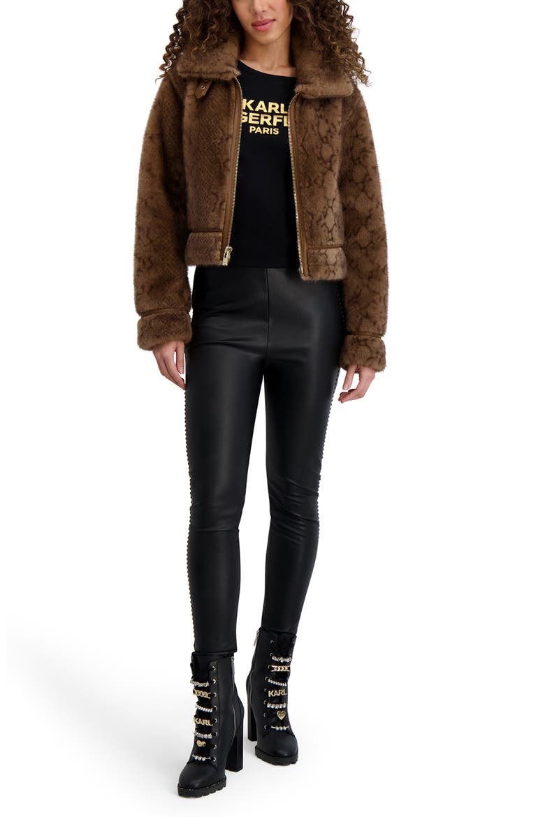 Python Print Faux Fur Jacket, Alternate, color, BROWN MULTI