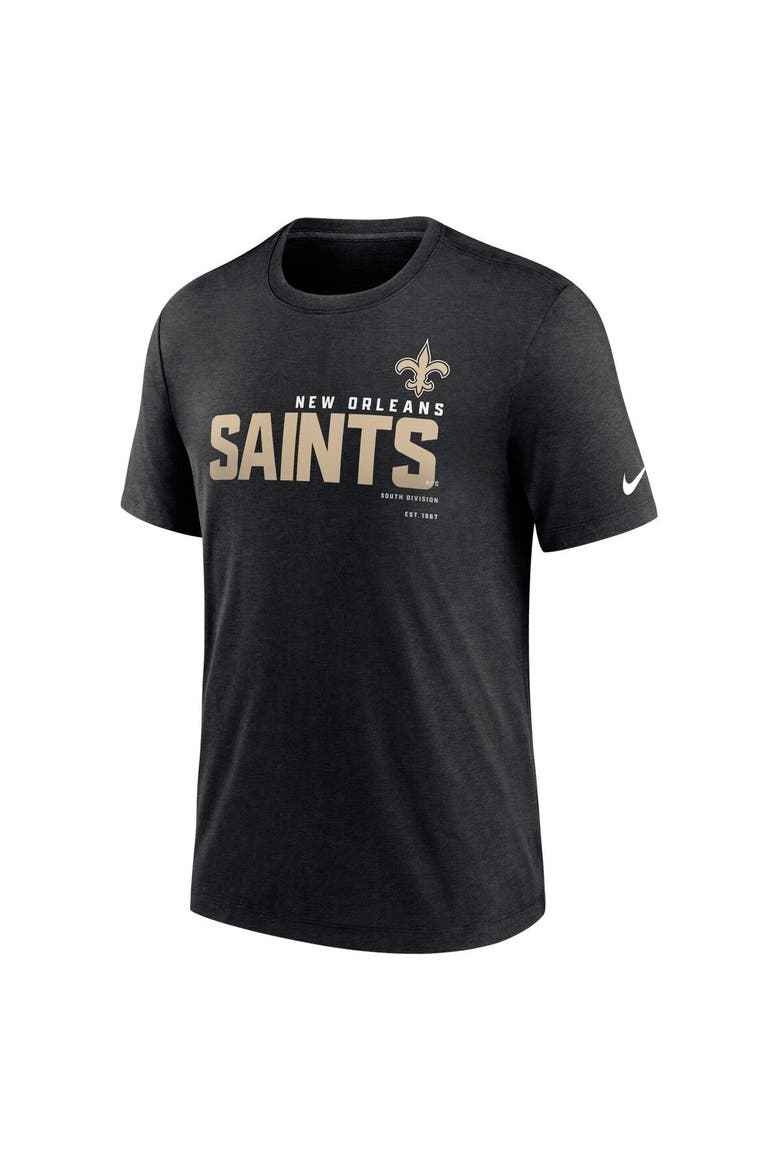 Men's Nike Heather Black New Orleans Saints Team Tri-Blend T-Shirt, Alternate, color, Heather Black