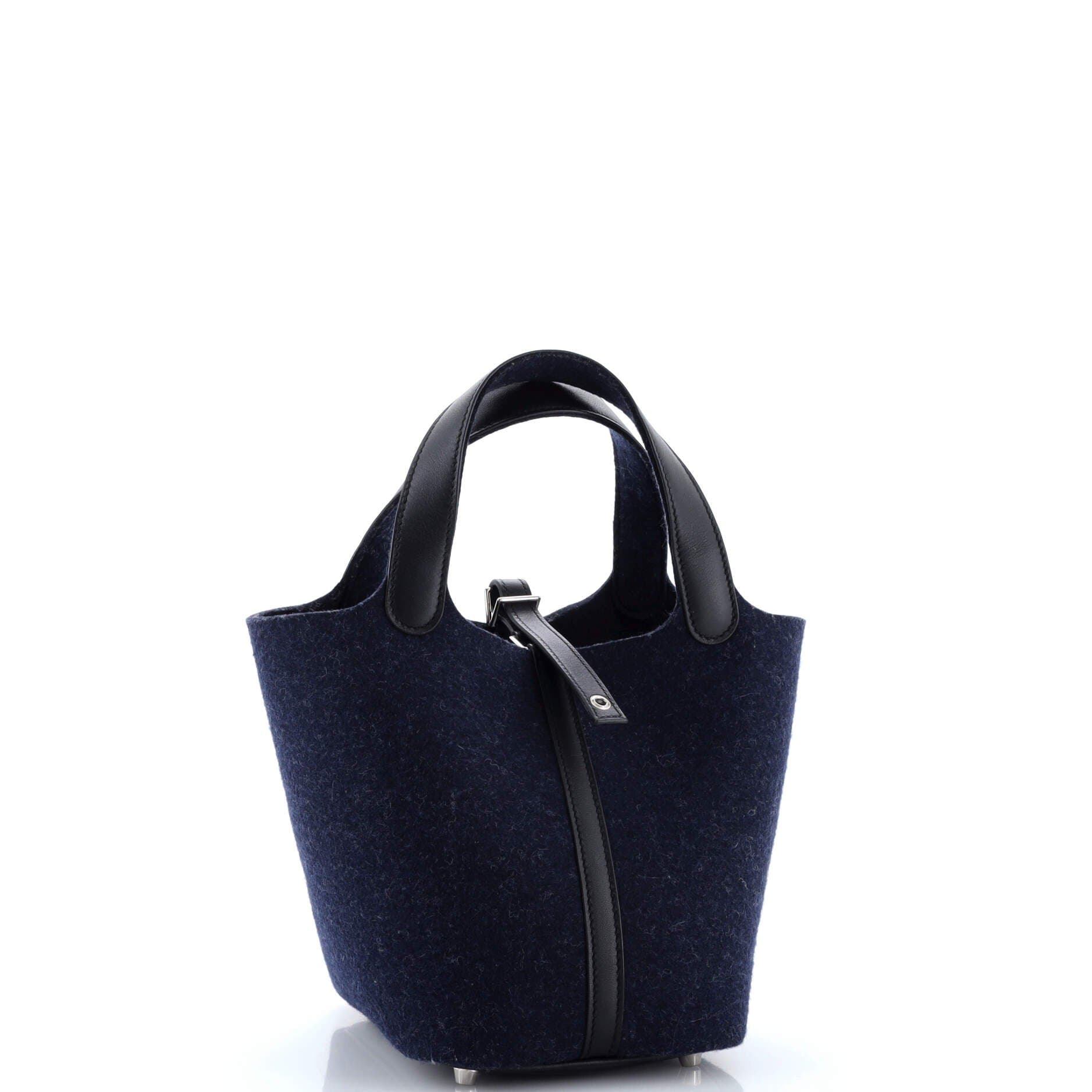Pre-Owned Hermes Picotin Lock Bag Felt with Leather PM, Alternate, color, Bleu Nuit