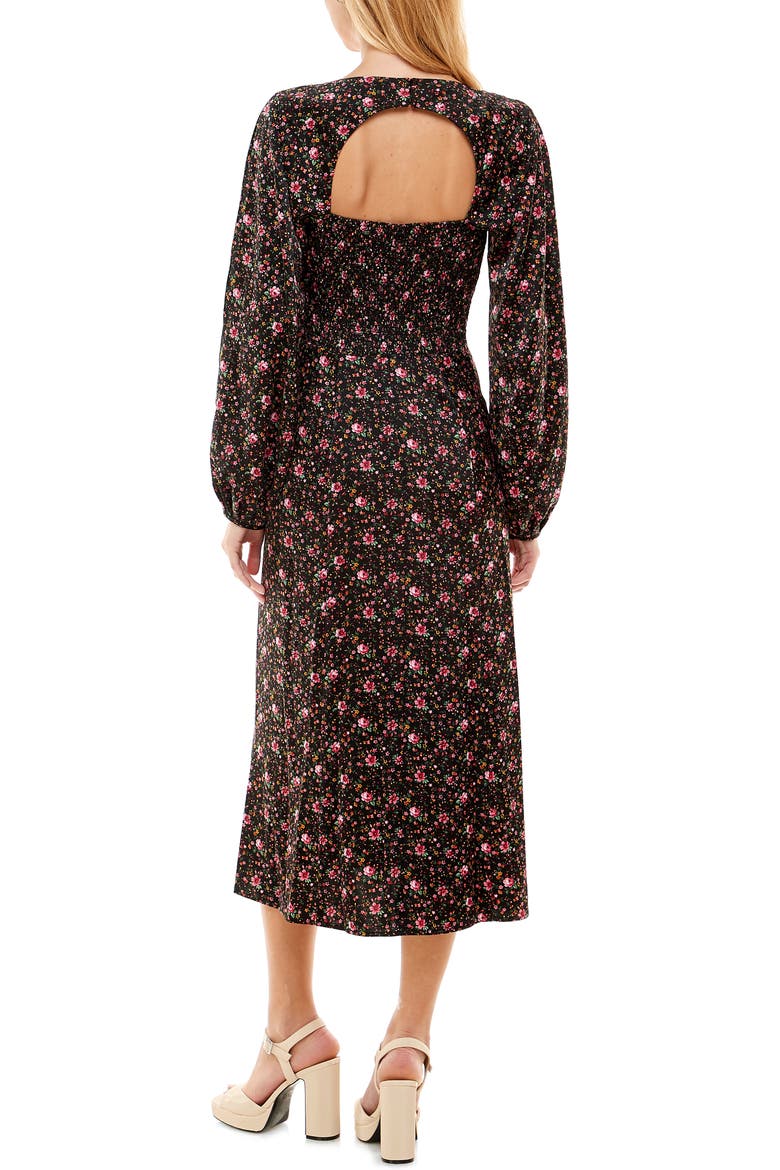 Sable Long Sleeve Bustier Dress, Alternate, color, PINK DITSY
