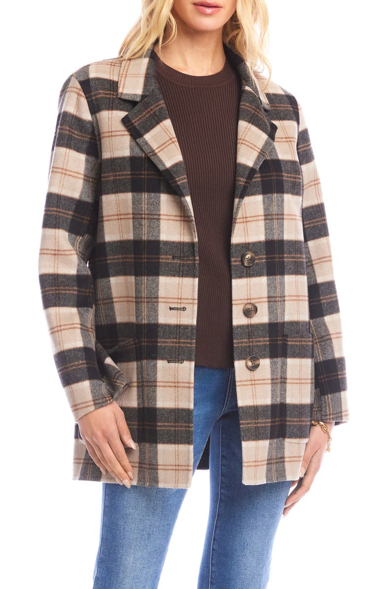 Karen Kane Oversize Plaid Brushed Wool Blend Blazer, Main, color, Plaid
