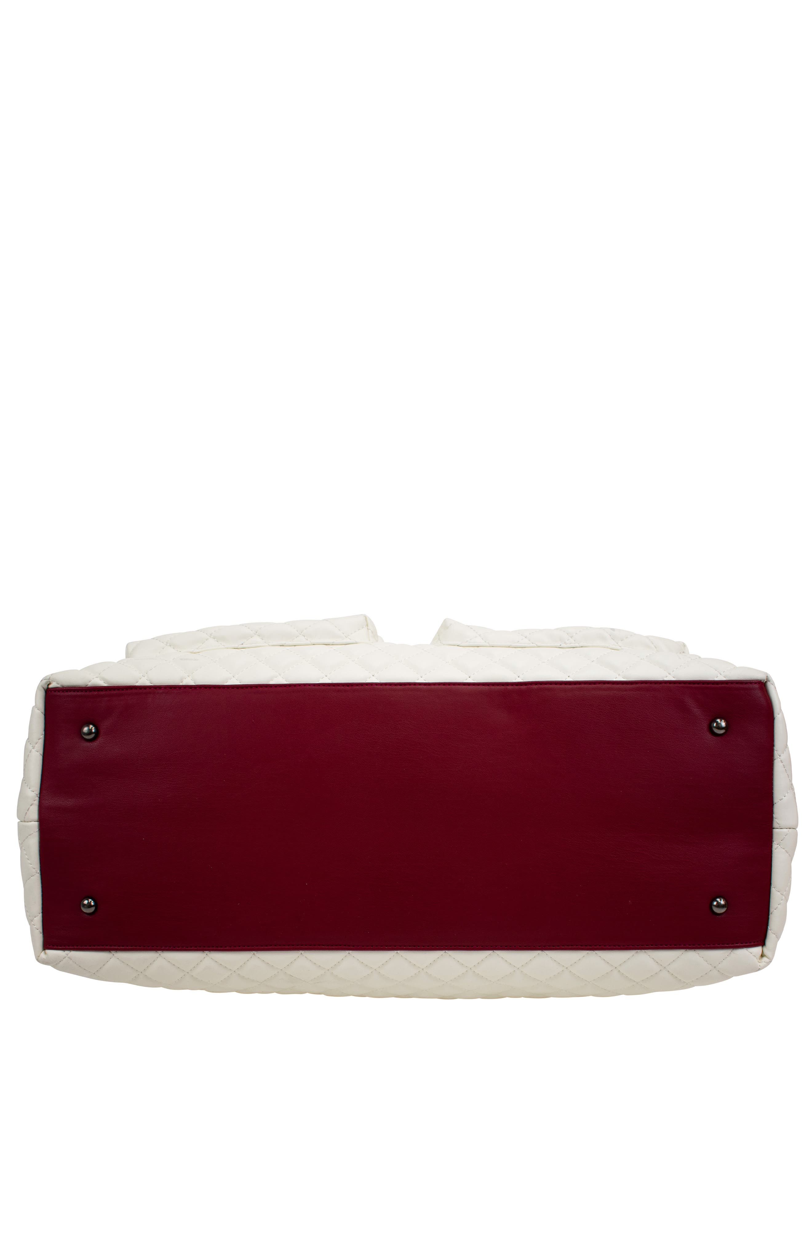 BADGLEY MISCHKA Diana Quilted Vegan Leather Weekender Duffel Bag, Alternate, color, Cream