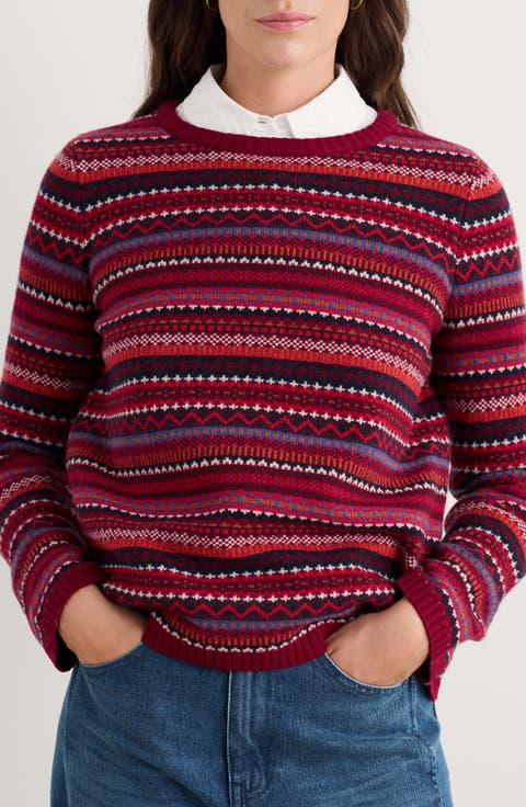 Percella Cove Fair Isle Merino Wool Blend Sweater