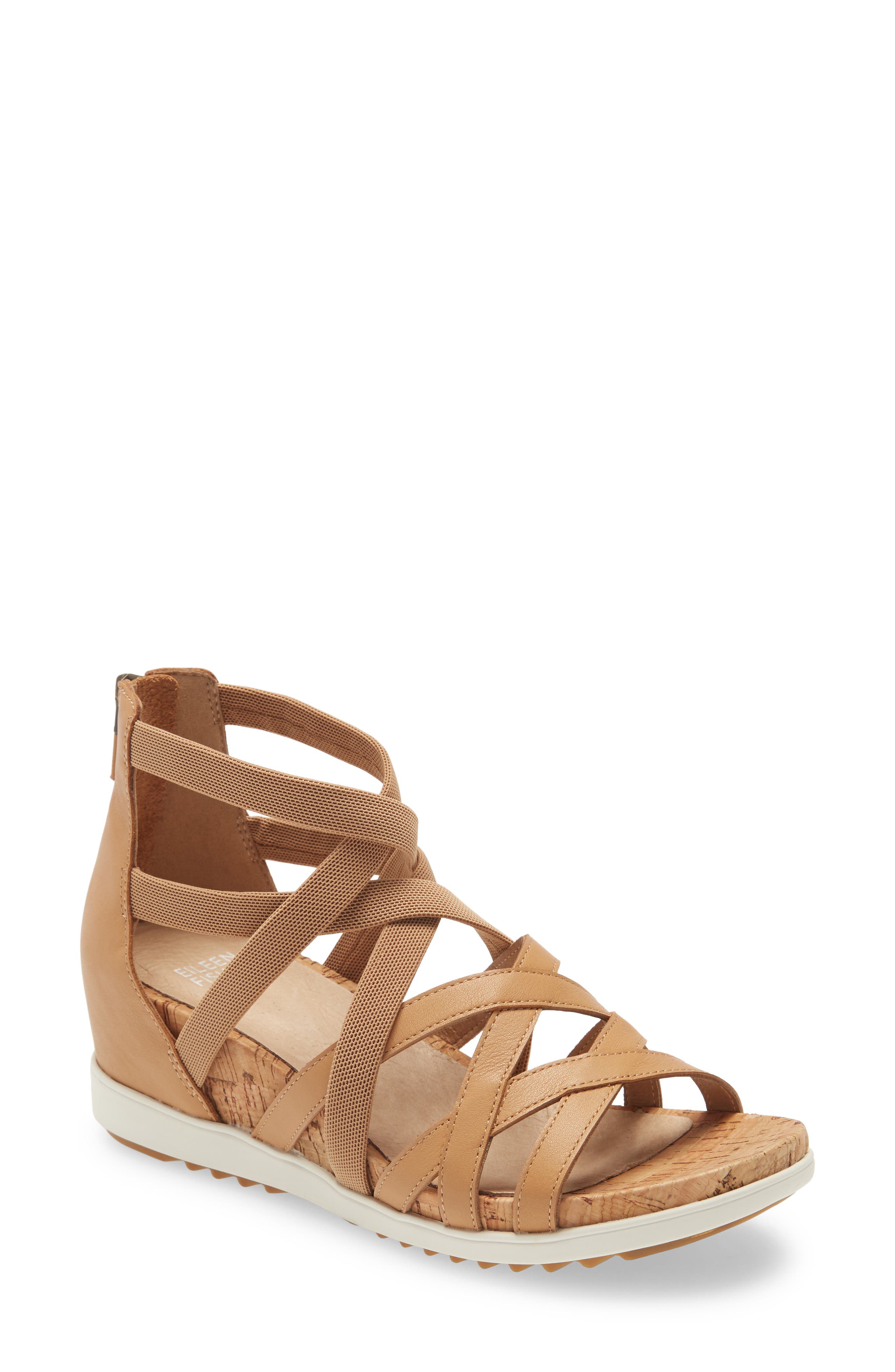 Eileen Fisher Verge Sandal, Main, color, Sand Leather