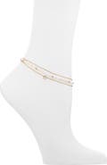 BP. Set of 3 Assorted Faux Pearl Bead & Chain Anklets