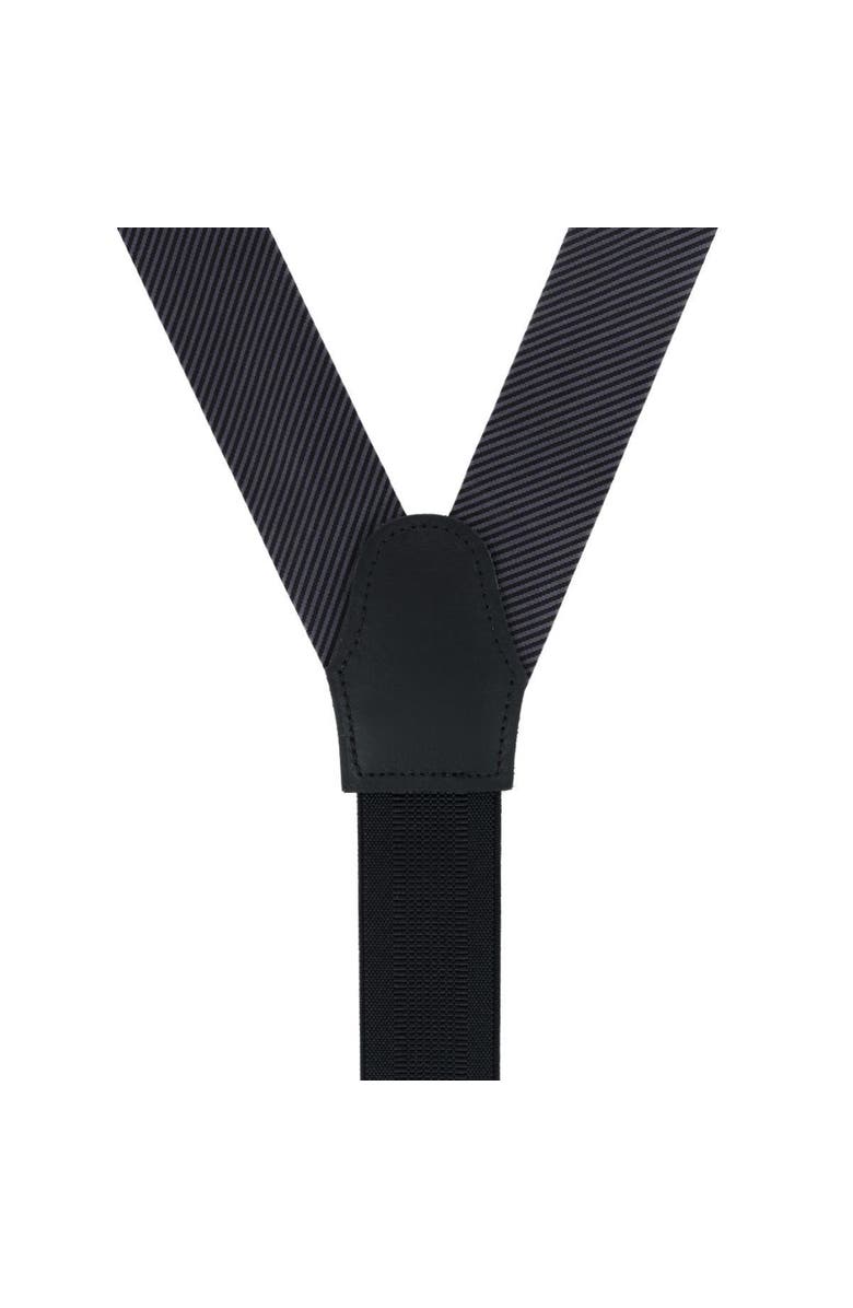 Trafalgar Big & Tall Leyton Diagonal Lined Tone on Tone Silk Formal End Suspenders, Alternate, color, Graphite