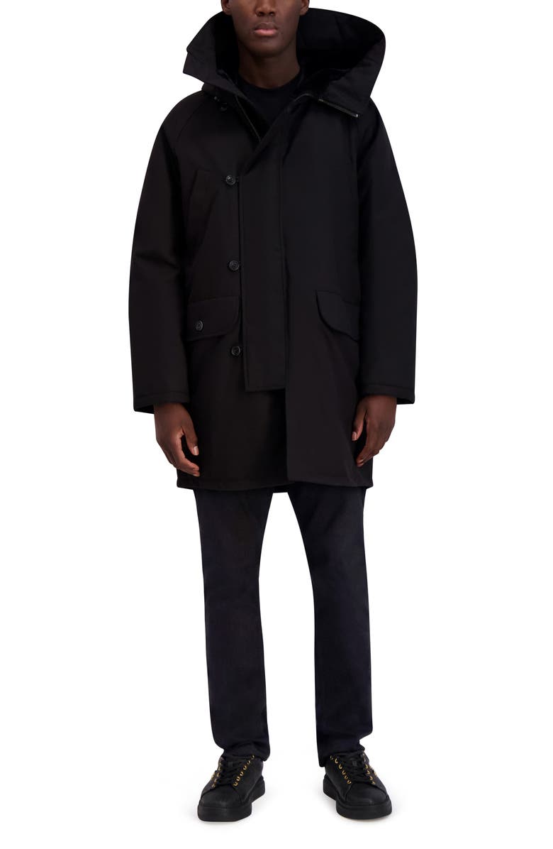 KARL LAGERFELD PARIS Hooded Parka, Alternate, color, Black