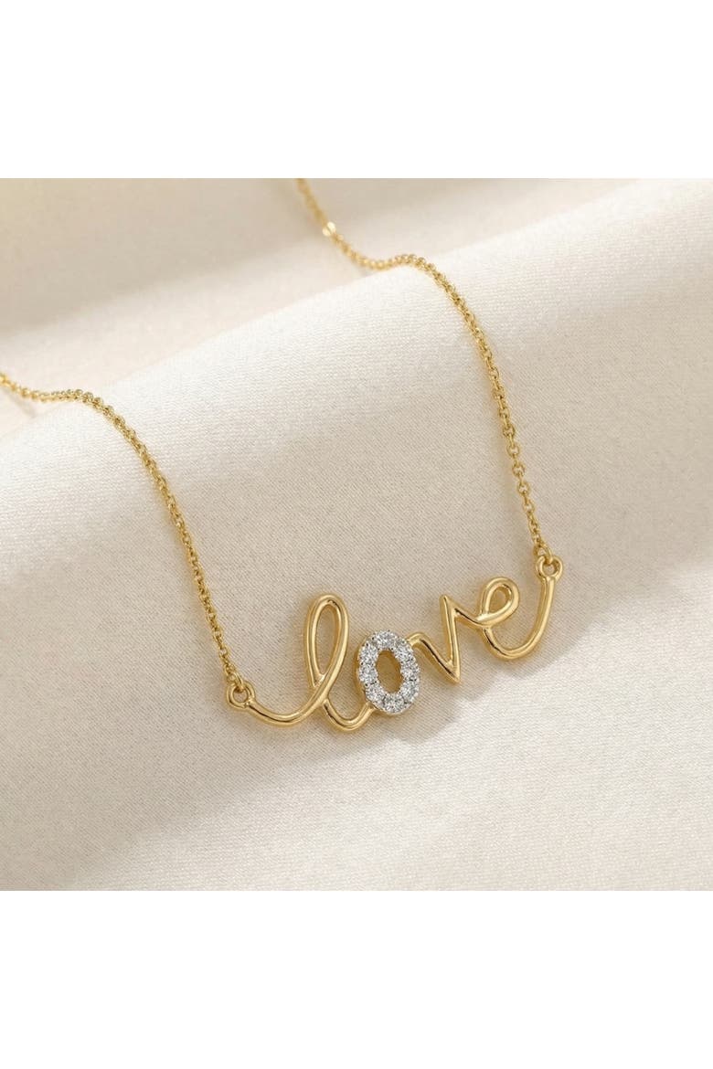 1/10Ct Diamond Love Pendant Scrip Gold Lab Grown Women's 18" Necklace, Alternate, color, 10k Yellow Gold