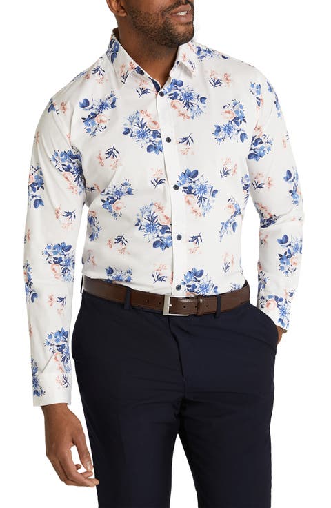 William Regular Fit Floral Stretch Cotton Button-Up Shirt