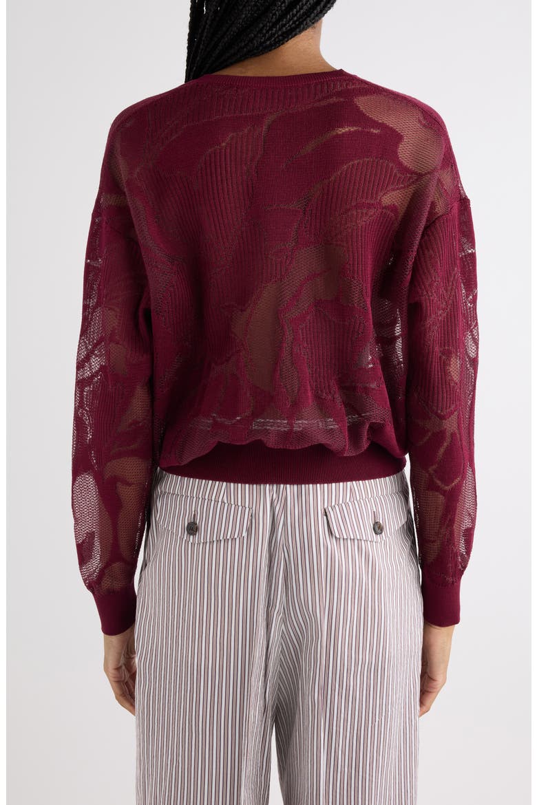 Lace Effect Jacquard Sweater, Alternate, color, BORDEAUX