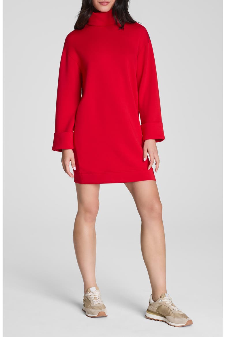 AirEssentials Turtleneck Long Sleeve Minidress, Main, color, SPANX RED