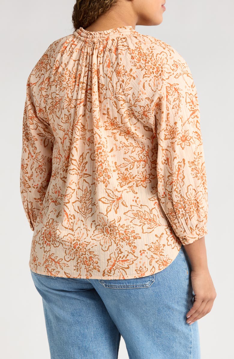 Wit & Wisdom Floral Cotton Peasant Top, Alternate, color, Peach Pie/ Clementine Multi