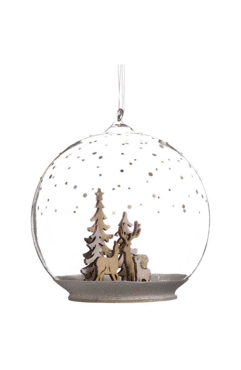 Northlight Deer Family in Snow Glass Globe Christmas Ornament - 4.75", Alternate, color, White