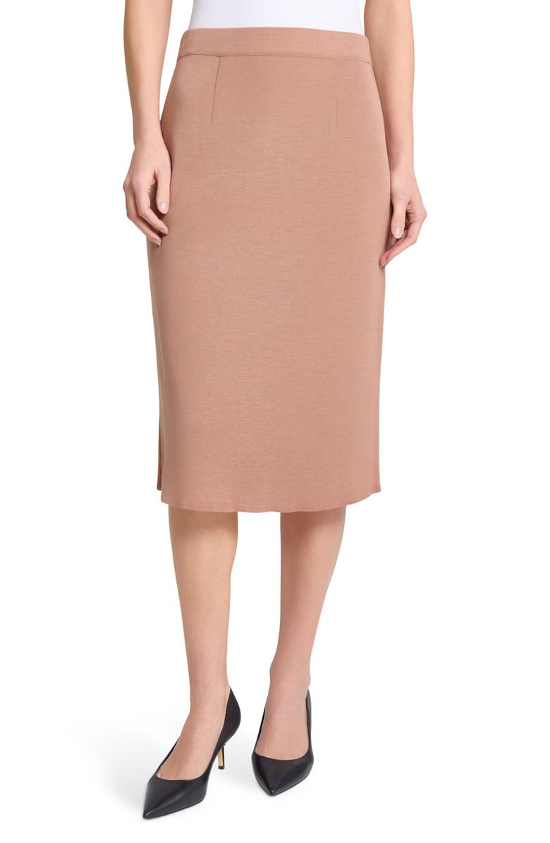 Misook Charm Straight Knit Skirt, Main, color, Charmeuse
