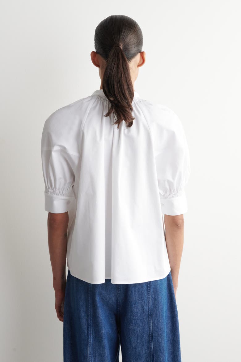 Smocked Puff-sleeve Blouse, Alternate, color, WHITE