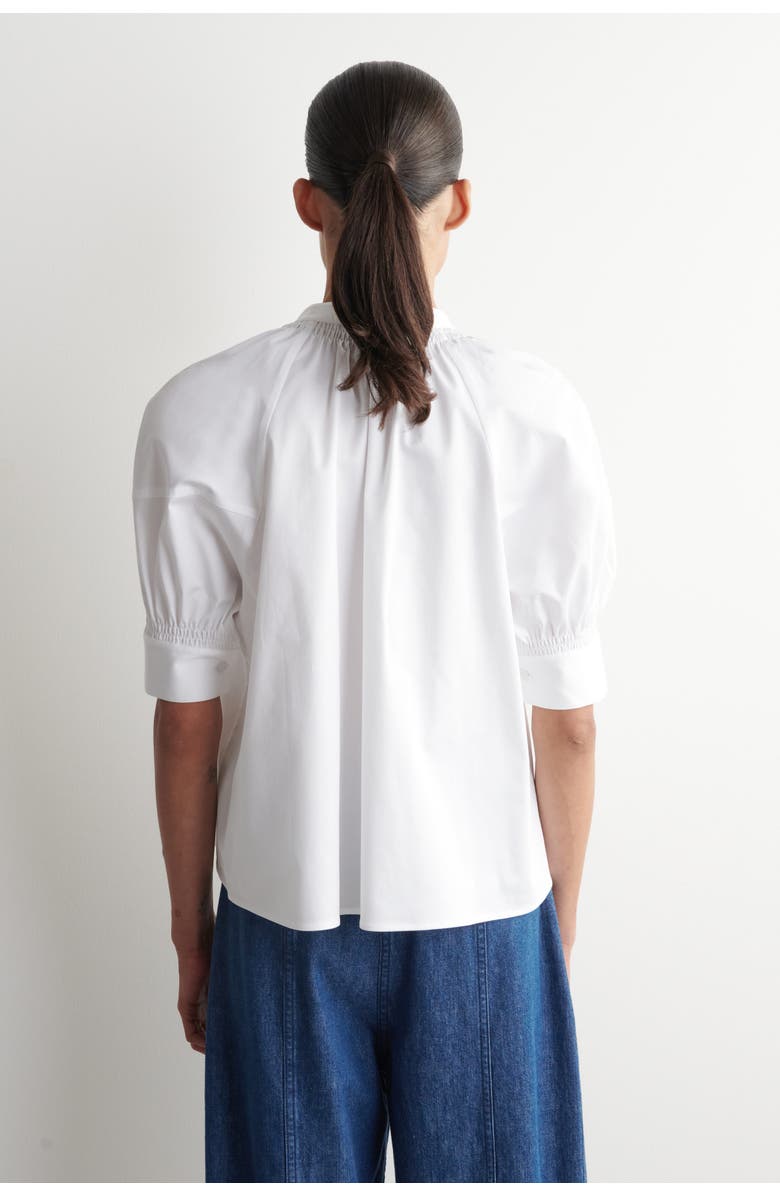 COS Smocked Puff-sleeve Blouse, Alternate, color, White