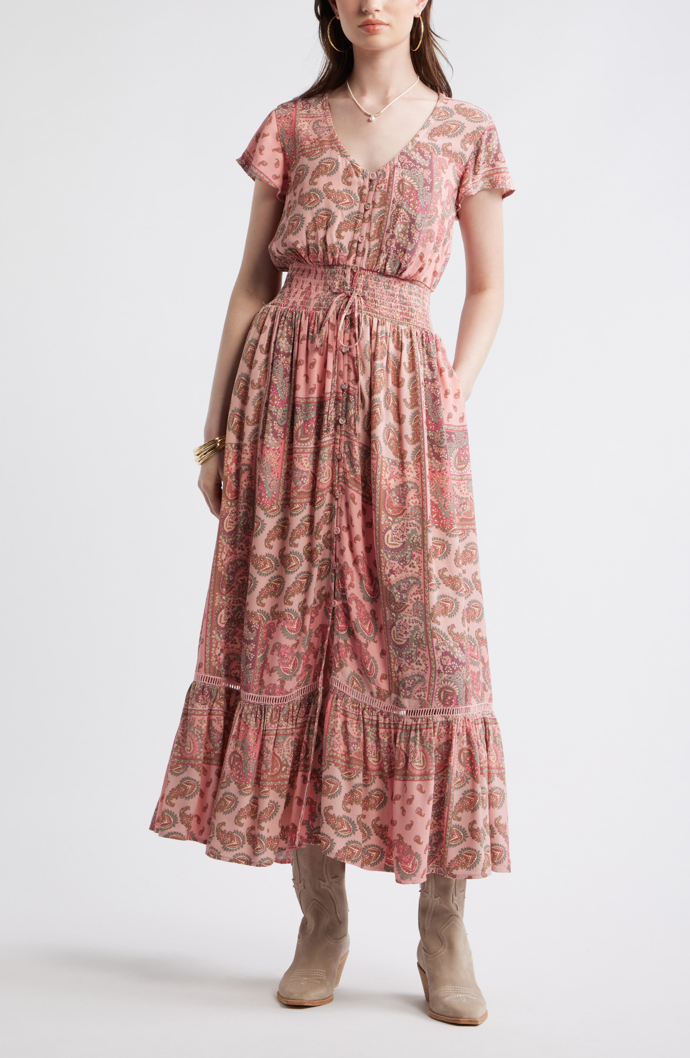 selected PINK- OLIVE PATCHWORK PAISLEY