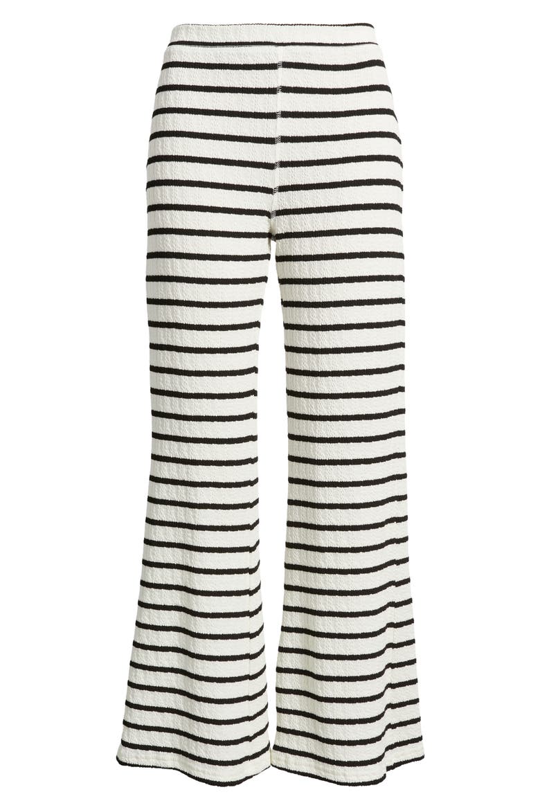 Bobbi Stripe Flare Pants, Alternate, color, BLACK/ OFF WHITE