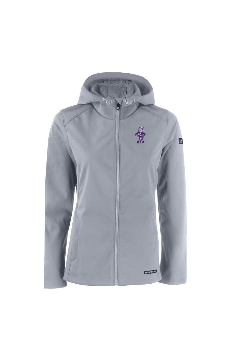 Cutter & Buck Women's Cutter & Buck  Gray Kansas State Wildcats Evoke Eco Softshell Recycled Full-Zip Hooded Jacket, Alternate, color, 