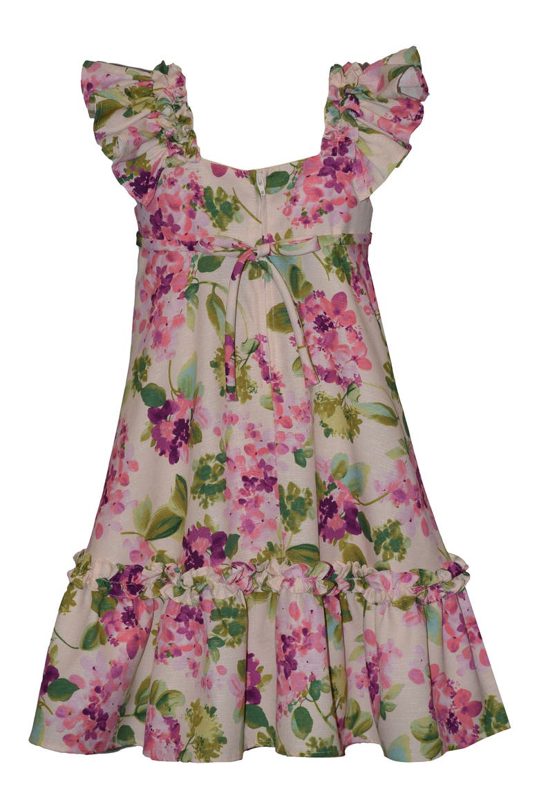 Kids' Floral Flutter Sleeve Party Dress & Crossbody Bag Set, Alternate, color, PURPLE