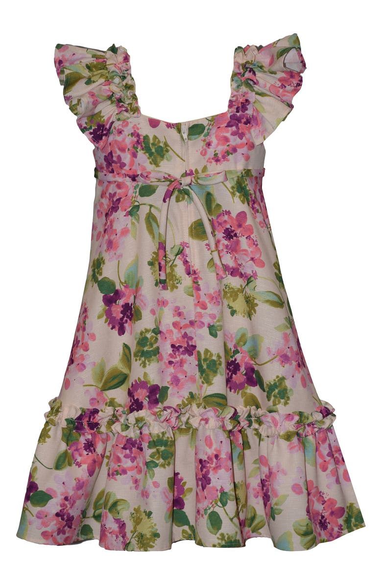 Iris 
Ivy Kids
 Floral Flutter Sleeve Party Dress 
Crossbody Bag Set, Alternate, color, Purple