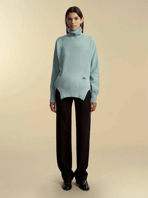 Marina Moscone Funnel Neck Pullover In Icy Blue