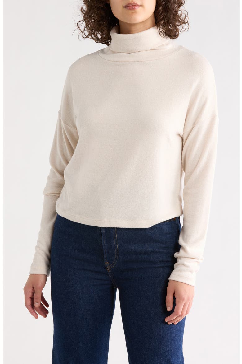 Cowl Neck Brushed Knit Crop Pullover, Main, color, OATMEAL