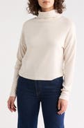 Renee C Cowl Neck Brushed Knit Crop Pullover