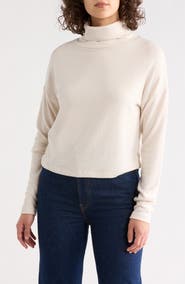 Renee C Cowl Neck Brushed Knit Crop Pullover