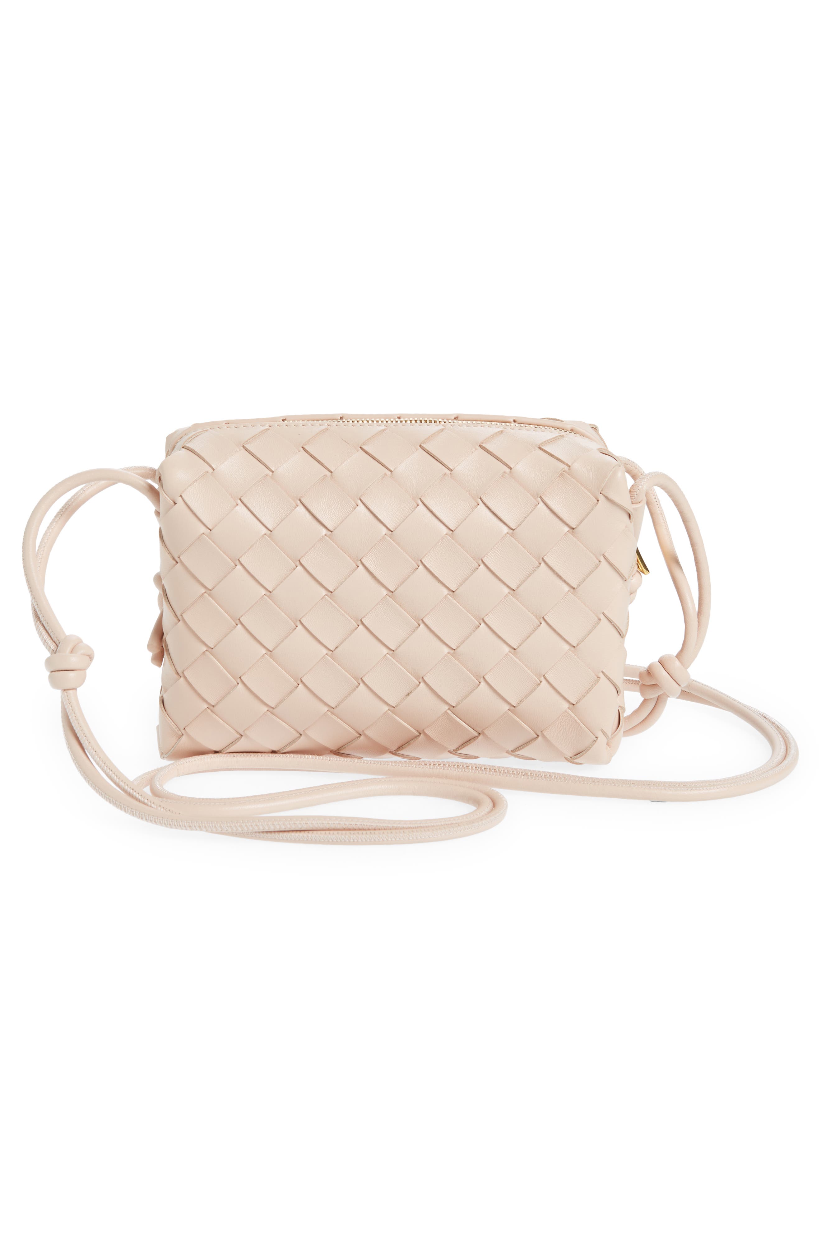 Bottega Veneta Small Intrecciato Leather Crossbody Bag, Alternate, color, Lotus/ Gold