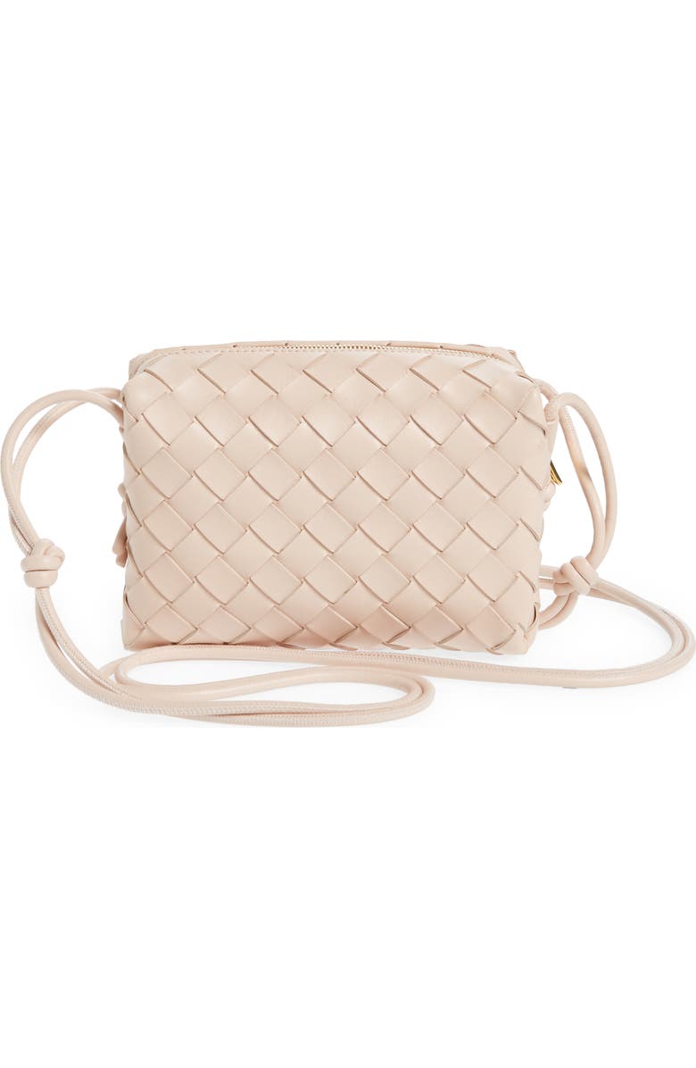 Bottega Veneta Small Intrecciato Leather Crossbody Bag, Alternate, color, Lotus/ Gold
