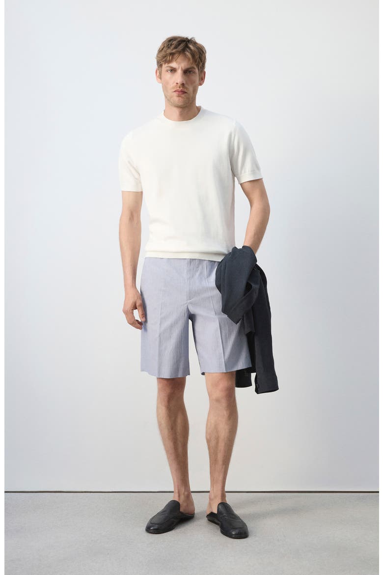 Slim Fit Cotton Blend Bermuda Shorts, Alternate, color, SKY BLUE