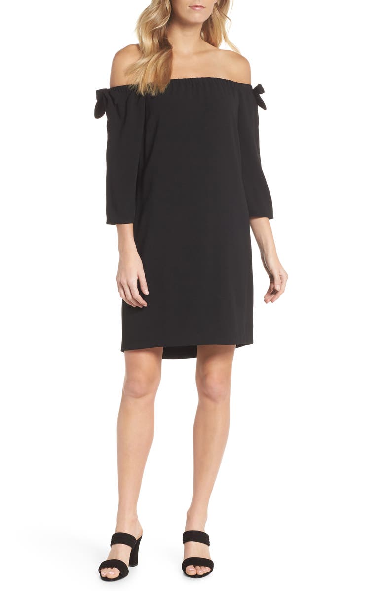 Charles Henry Tie Sleeve Off the Shoulder Shift Dress, Main, color, 