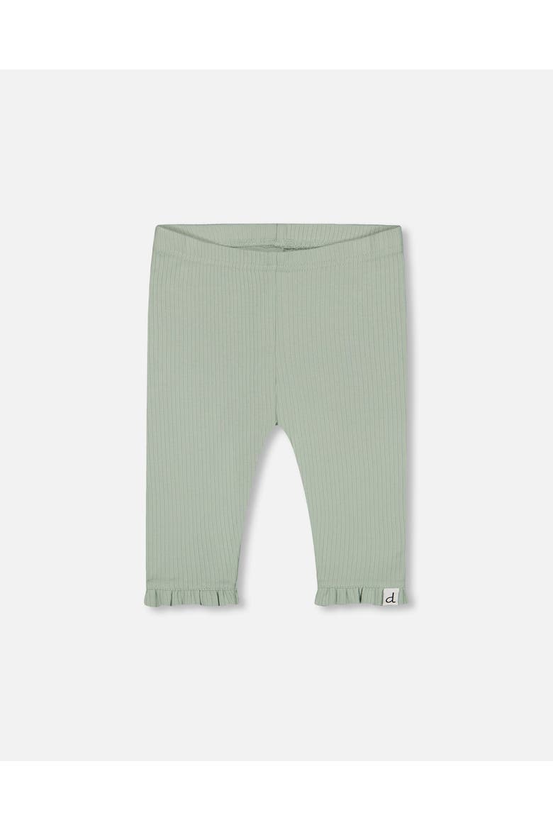 Little Girl's Rib Capri Legging With Frill Frosty Green, Main, color, Frosty Green