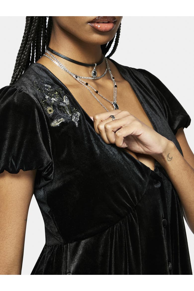 Bluesow Thistles Velour Mini Dress, Alternate, color, Black