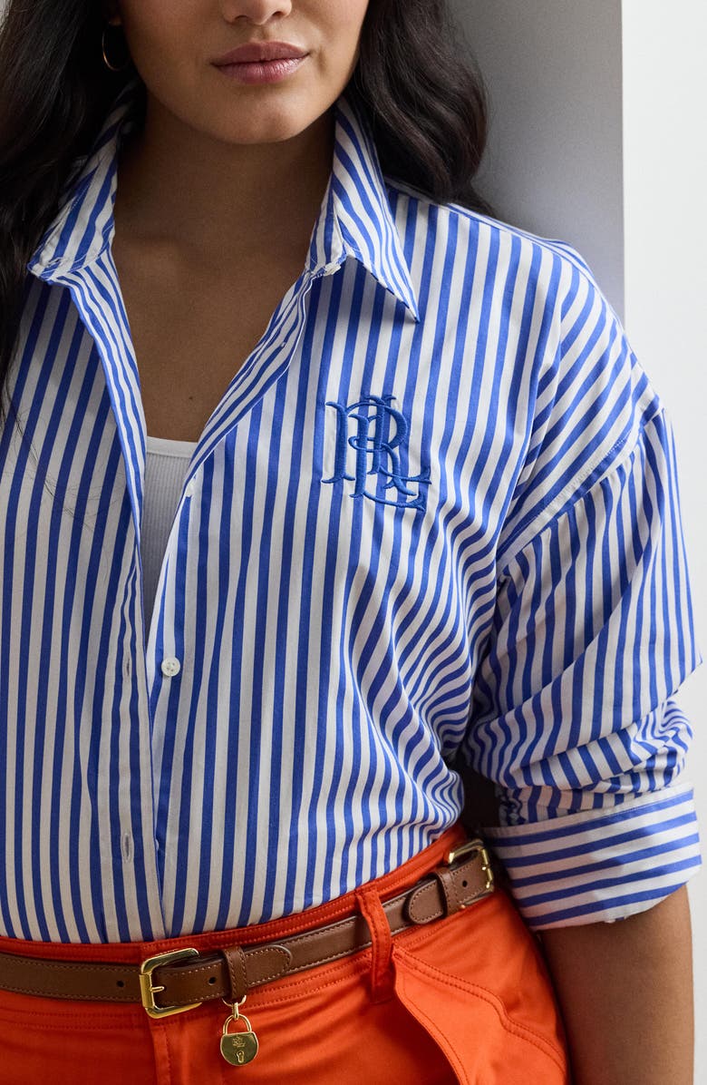 Lauren Ralph Lauren Stripe Cotton Button-Up Shirt, Alternate, color, 