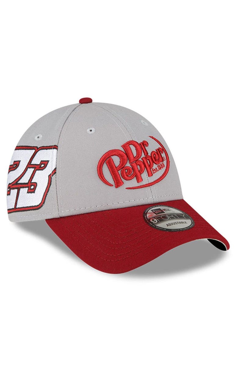 New Era Men's New Era Gray/Maroon Bubba Wallace 9FORTY Dr. Pepper Big Number Snapback Adjustable Hat, Main, color, 