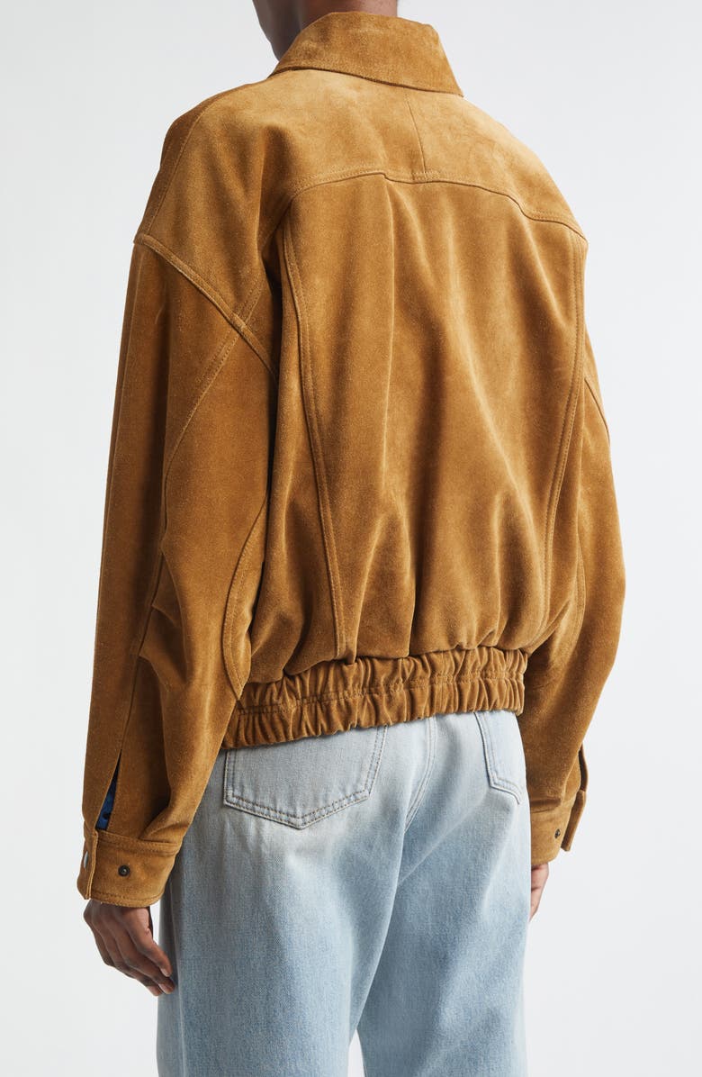 Saint Laurent Suede Bomber Jacket, Alternate, color, Brun Cerf