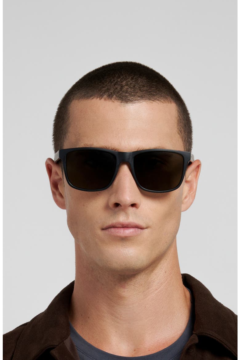 FOS 3187/G/S 57mm Rectangular Sunglasses, Alternate, color, SHINY BLACK/ BROWN