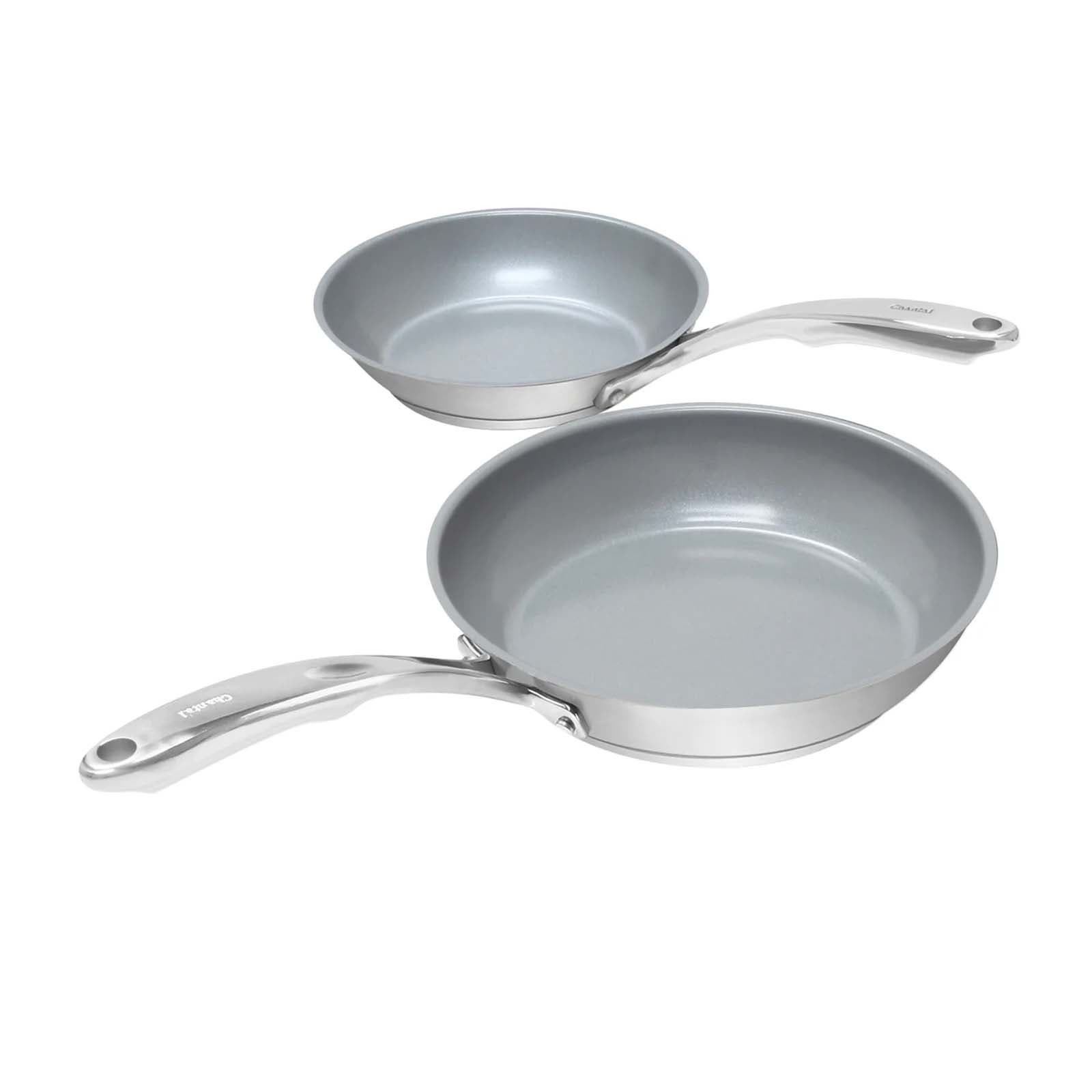 Chantal Induction 21 Ceramic Coated Fry Pan Set, 8-inch & 10-inch, Stainless In Silver