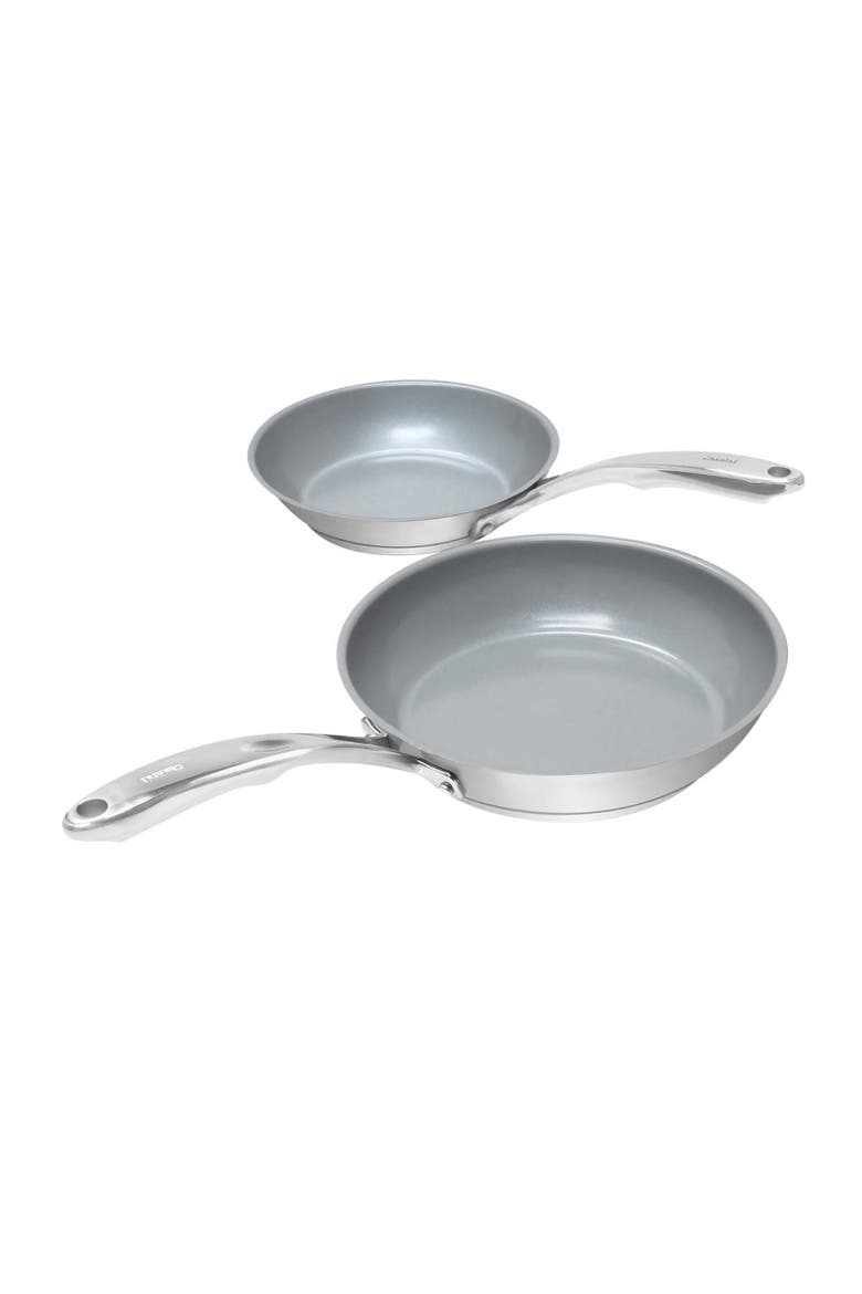 Induction 21 Ceramic Coated Fry Pan Set, 8-inch & 10-inch, Stainless, Main, color, Silver